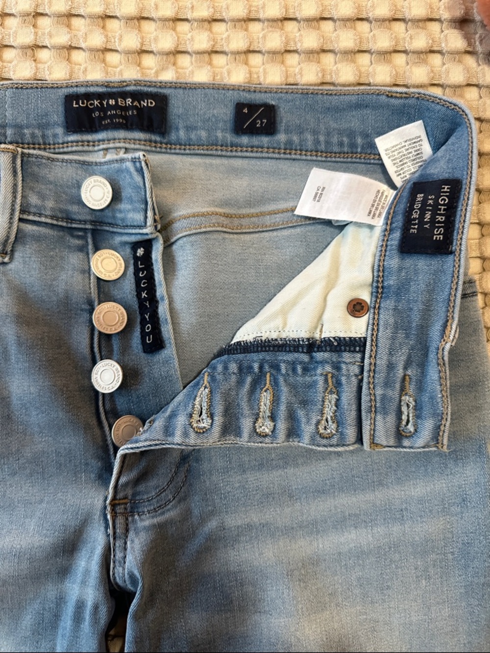 Lucky Brand Light Blue High-Rise Button-Fly Skinny Jeans